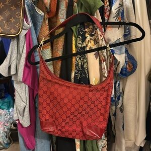 Red Gucci gg hobo purse bag tote